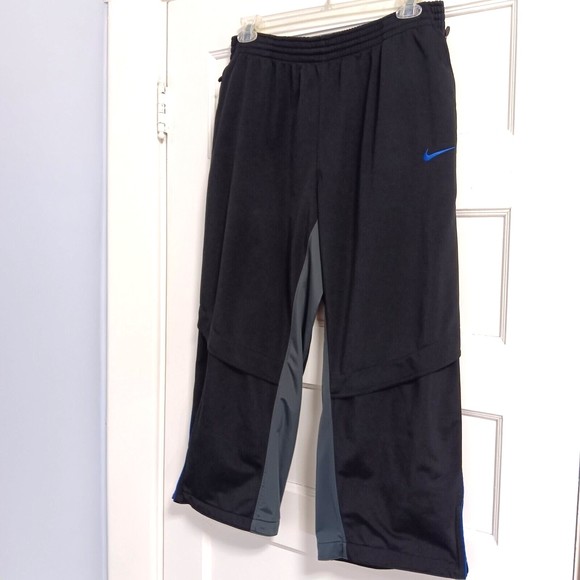 Nike Basketball Medium Kid Athletic Pants Track Zip Pockets Black Gray Youth - Picture 2 of 7